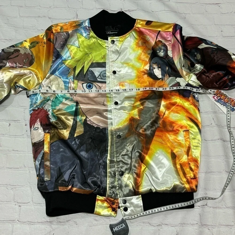 REASON CLOTHING BRAND X NARUTO SHIPPUDEN explosion satin Puffer Bomber jacket